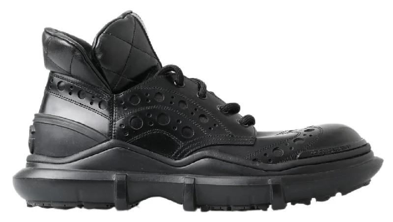 Dolce & Gabbana Black Leather Oxford Sneaker Boots