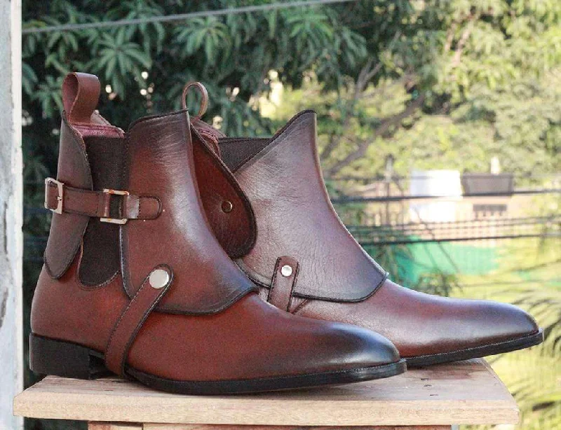 Handmade Chelsea Buckle Brown Boot