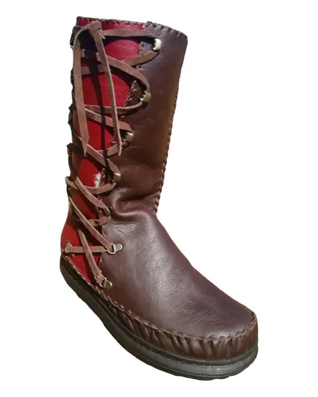 High Leather Boots with Side Laces (UK 9)