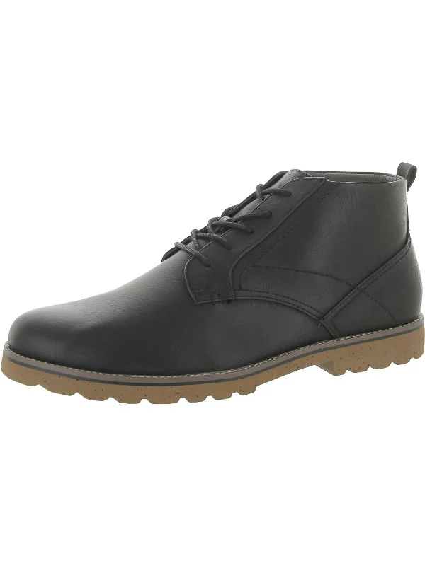 Lancer Mens Faux Leather Work Ankle Boots