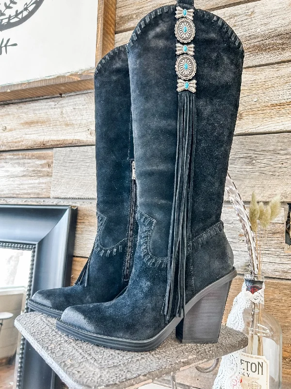 Lisabeth Black Oiled Suede Boot