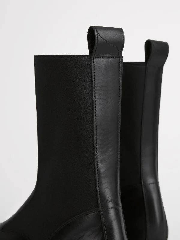 Moncalieri Black Leather Chunky Boots