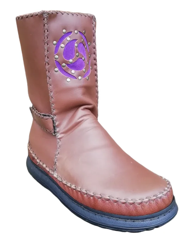 Brown leather with purple celtic cutout