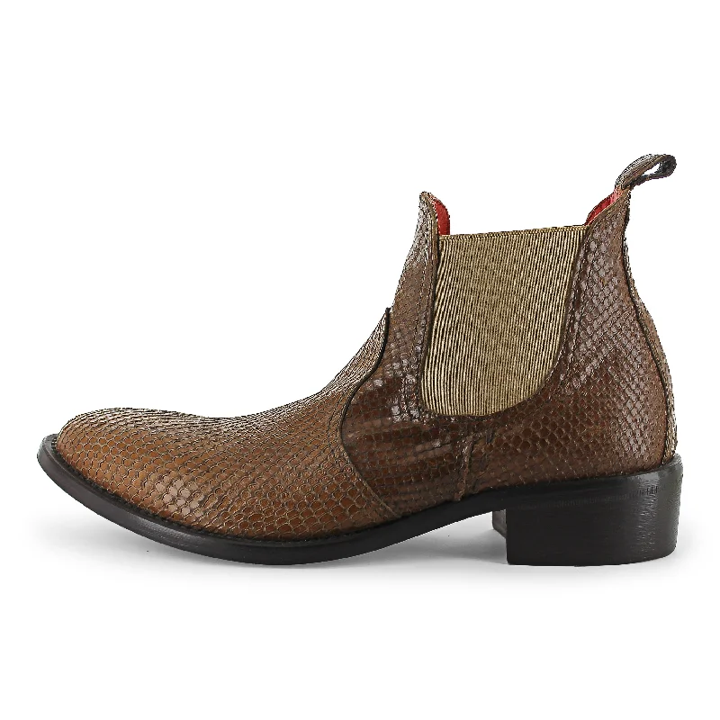 R7701 - Brown Snake Print Chelsea Boot