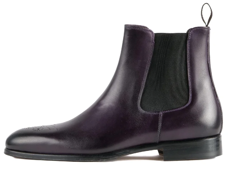 Stirling Brogue Chelsea Boot Aubergine