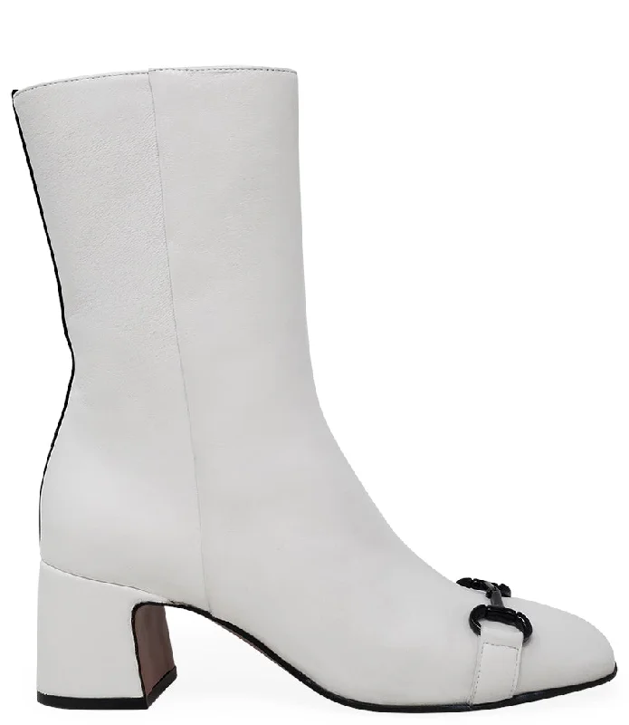 White Leather Back Stripe Boot