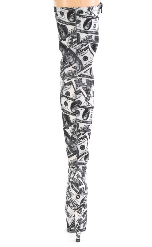 ADORE-3000DP Money Print Thigh High Boots