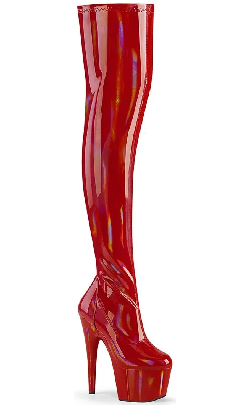 ADORE-3000HWR Red Holo Thigh High Boots