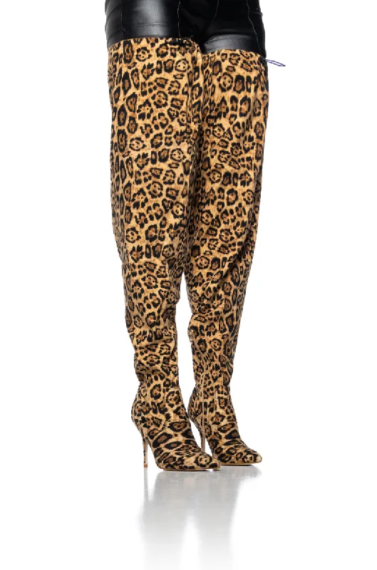 AZALEA WANG MANTIS BAGGY THIGH HIGH BOOT IN LEOPARD