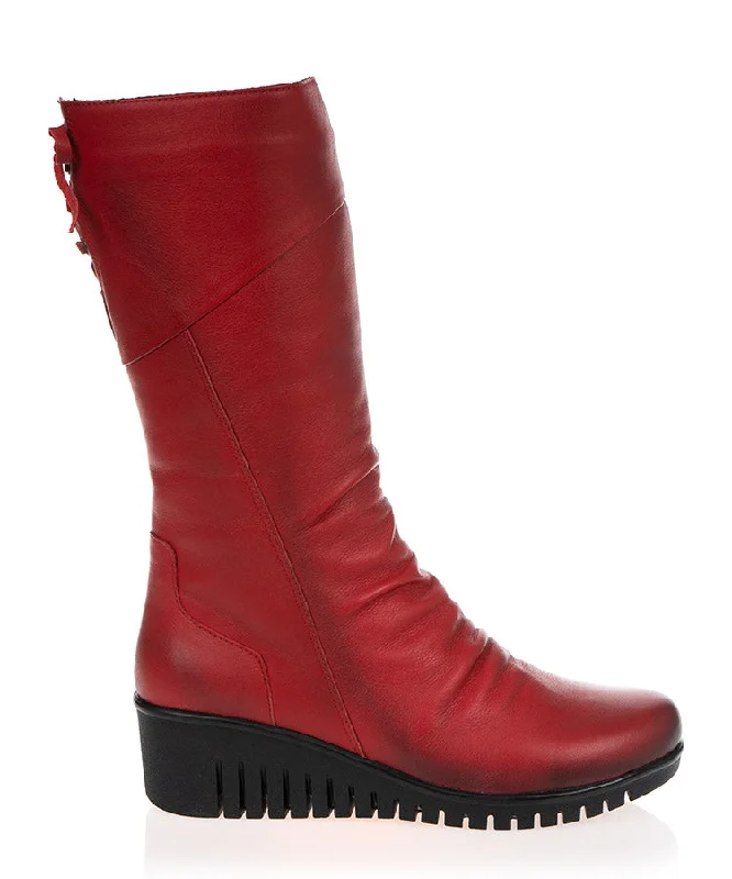 Cabello Elsie Red Leather Calf Boot