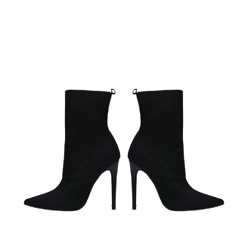 Chantria~Pointed Toe Ankle Sock Boot: BLACK