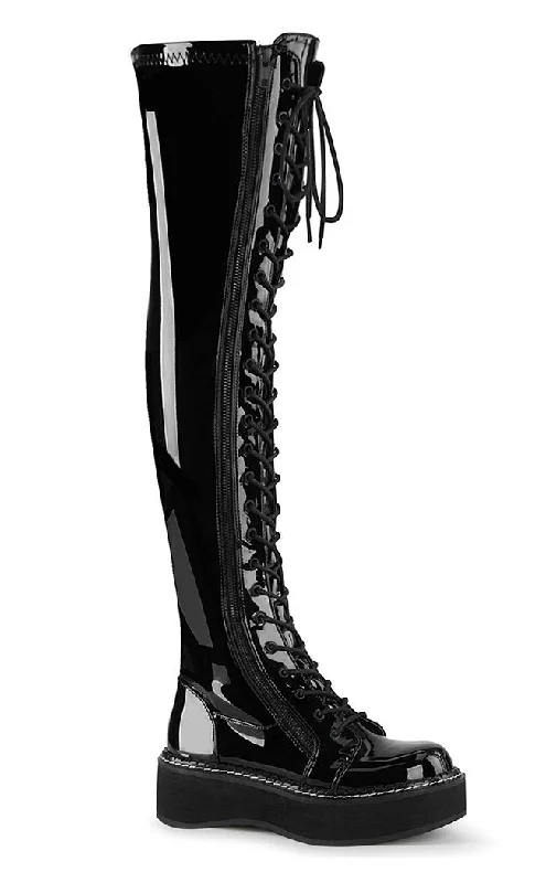 EMILY-375 Black Patent Thigh High Boots (AU Stock)