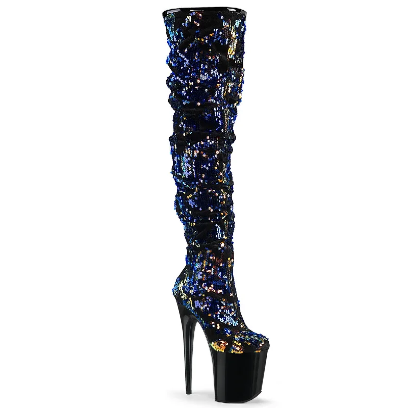 5 / Blue Iridescent Sequins/Black