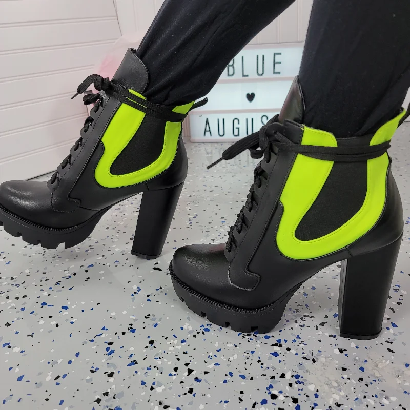 Gunship~Black & Green Bootie