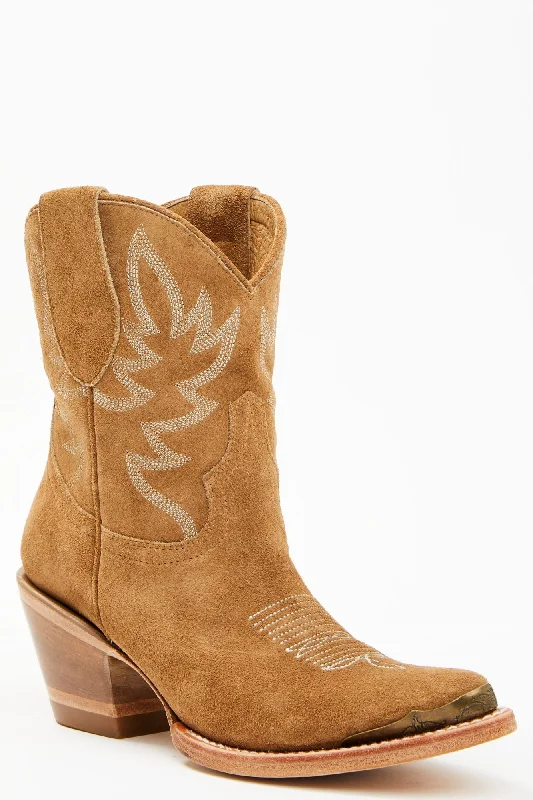 Wheels Sand Suede Western Booties - Round Toe