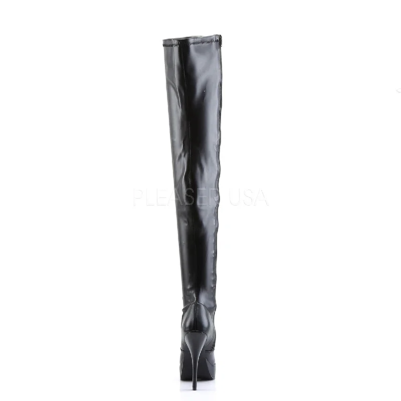 Thigh High Black PU Stretch Boots