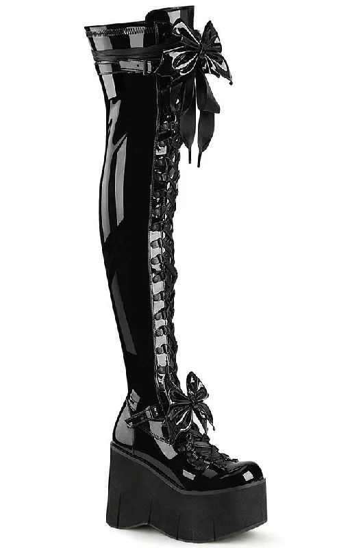 KERA-303 Black Patent Thigh High Platform Boots