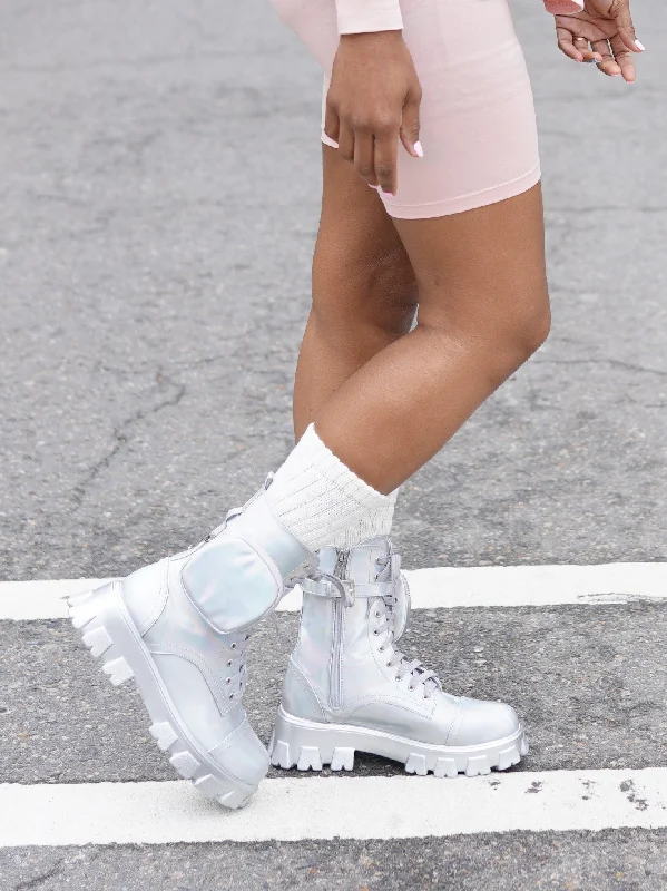 Monalisa~ Holographic Combat Boot