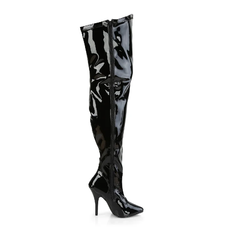 Wide Calf Thigh High Boots Black PA