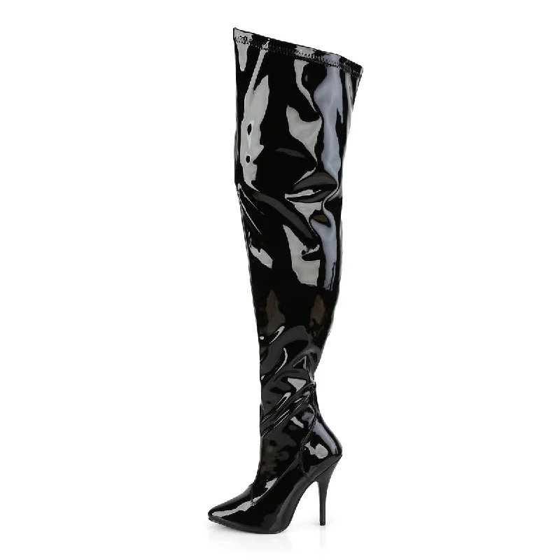 Wide Calf Thigh High Boots Black PA