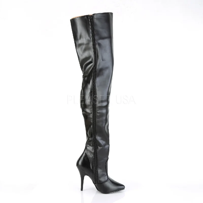 Sexy Thigh High Boots Black PU