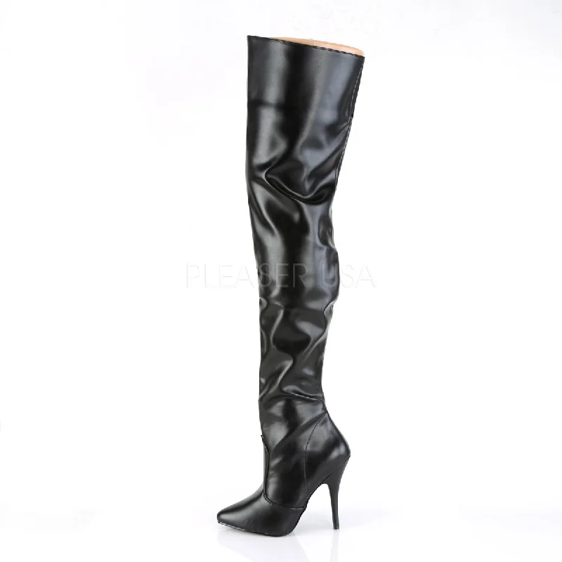 Sexy Thigh High Boots Black PU