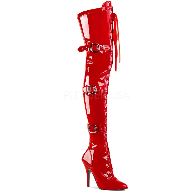 I am the Boss Shiny Red Thigh High Boots