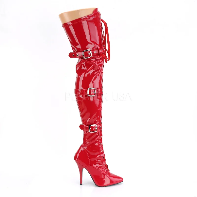 I am the Boss Shiny Red Thigh High Boots