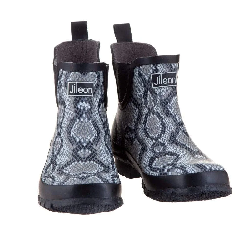 Ankle Height Rain Boots - Snakeskin - Wide Foot