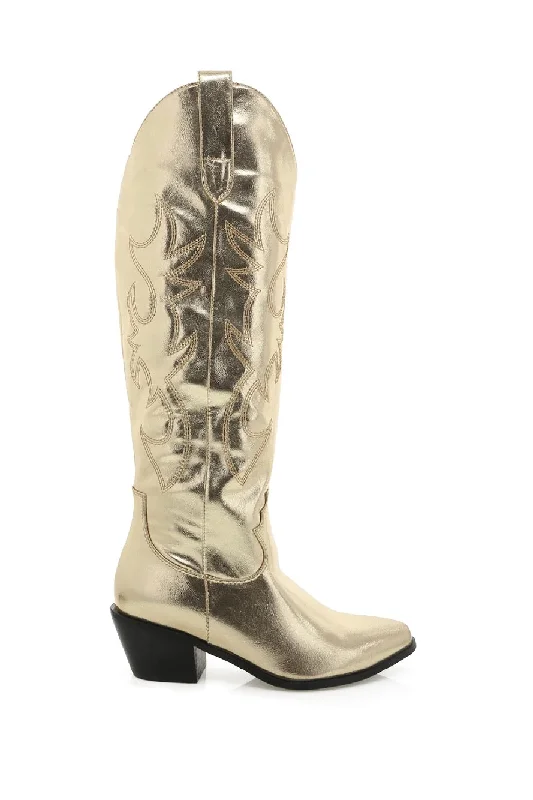 Urson Western Boot ~ Gold Metallic