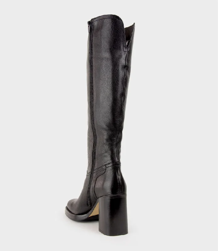 VEIL Block Heel Knee High Boot in Black