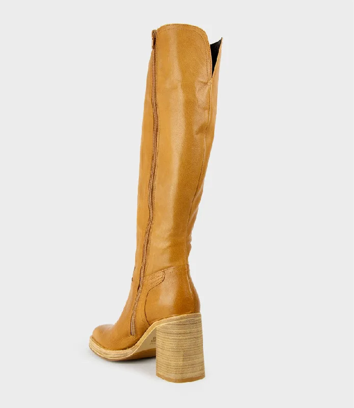 VEIL Block Heel Knee High Boot in Camel