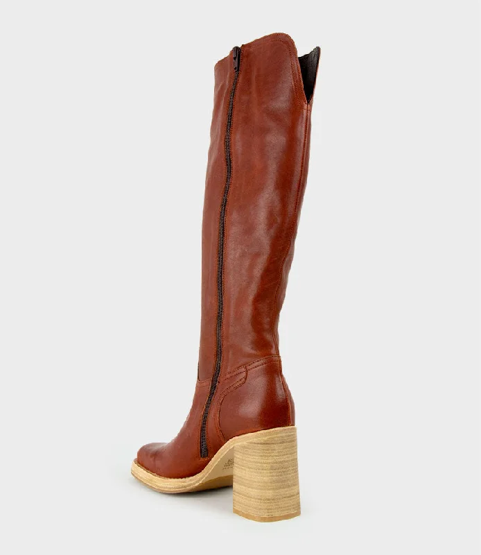 VEIL Block Heel Knee High Boot in Rust