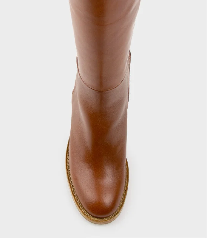 VENT Block Heel Knee High Boot in Tan