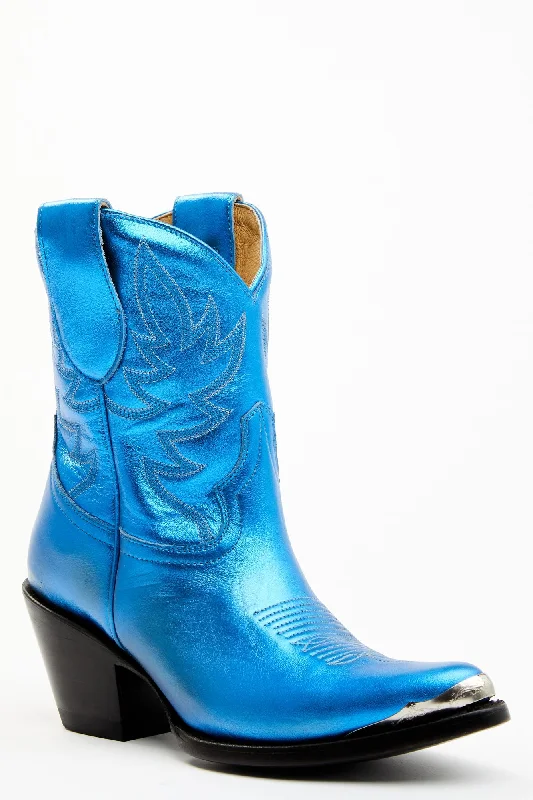 Wheels Metallic Royale Leather Western Booties - Round Toe